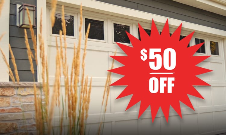 $50 off coupon for any double garage door purchase from AV Overhead Garage Door