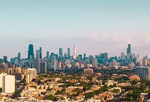 Chicago skyline, AV Overhead Garage Door is a leading garage door distributor for the Chicago area