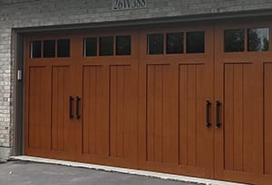 Residential garage door products including recessed plank or simulated tongue and groove carriage garage doors