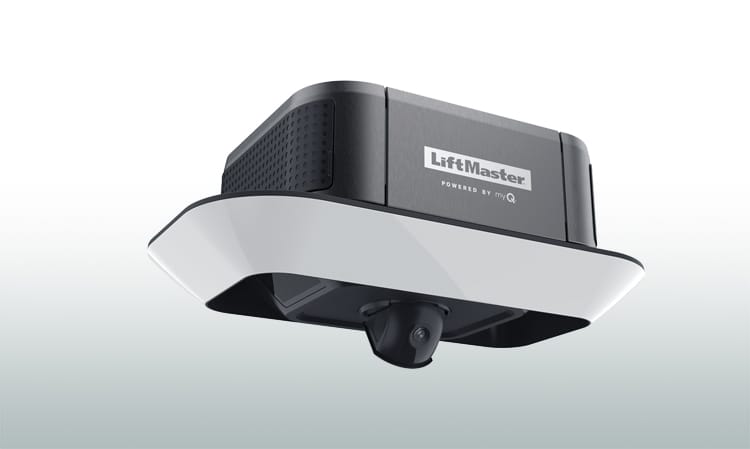 LiftMaster smart garage door opener with built in camera for 2-way audio for myQ, 360˚ LED light ring, and back-up battery